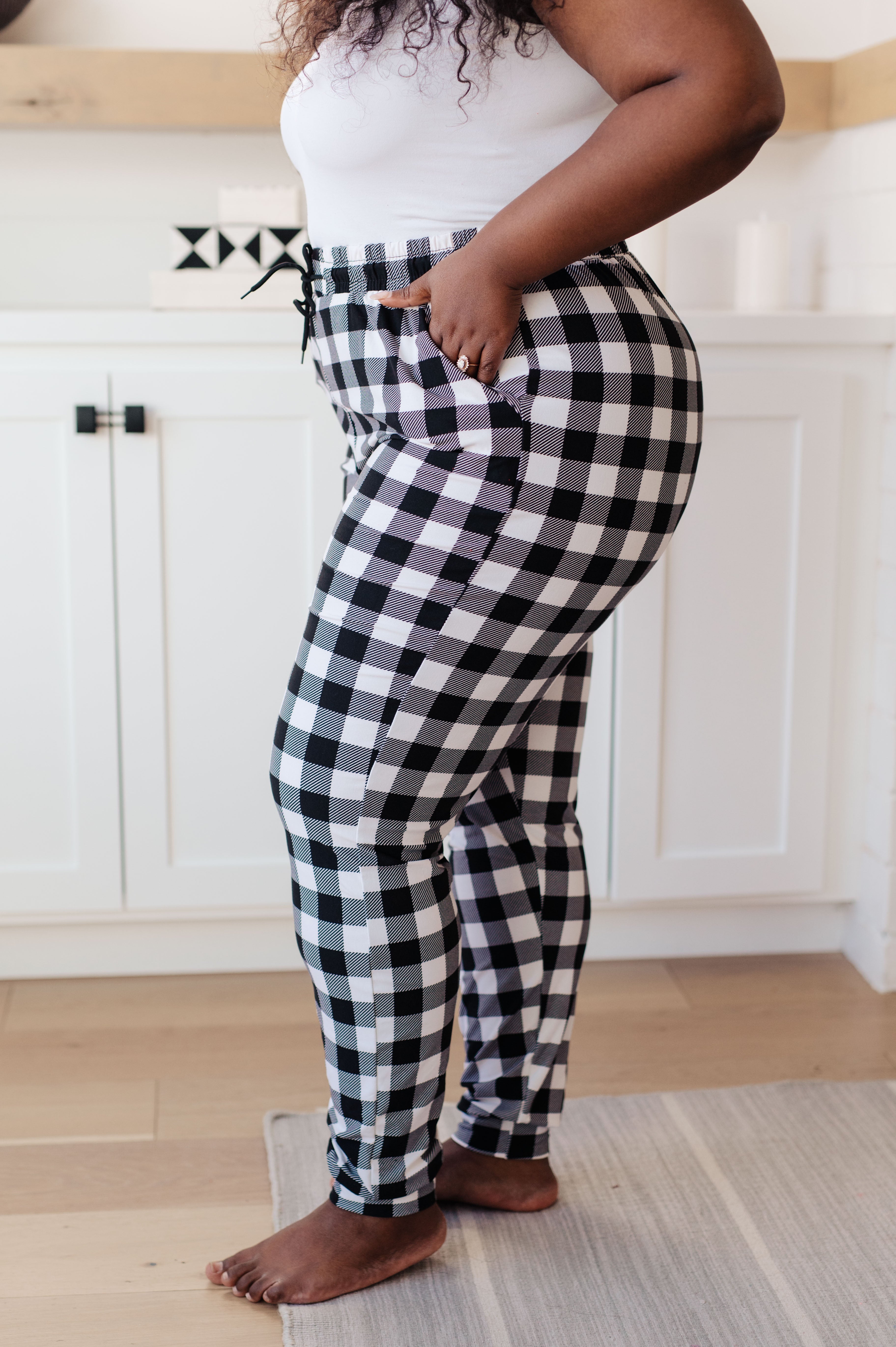 Your New Favorite Joggers in Black and White Check - Lola Cerina Boutique