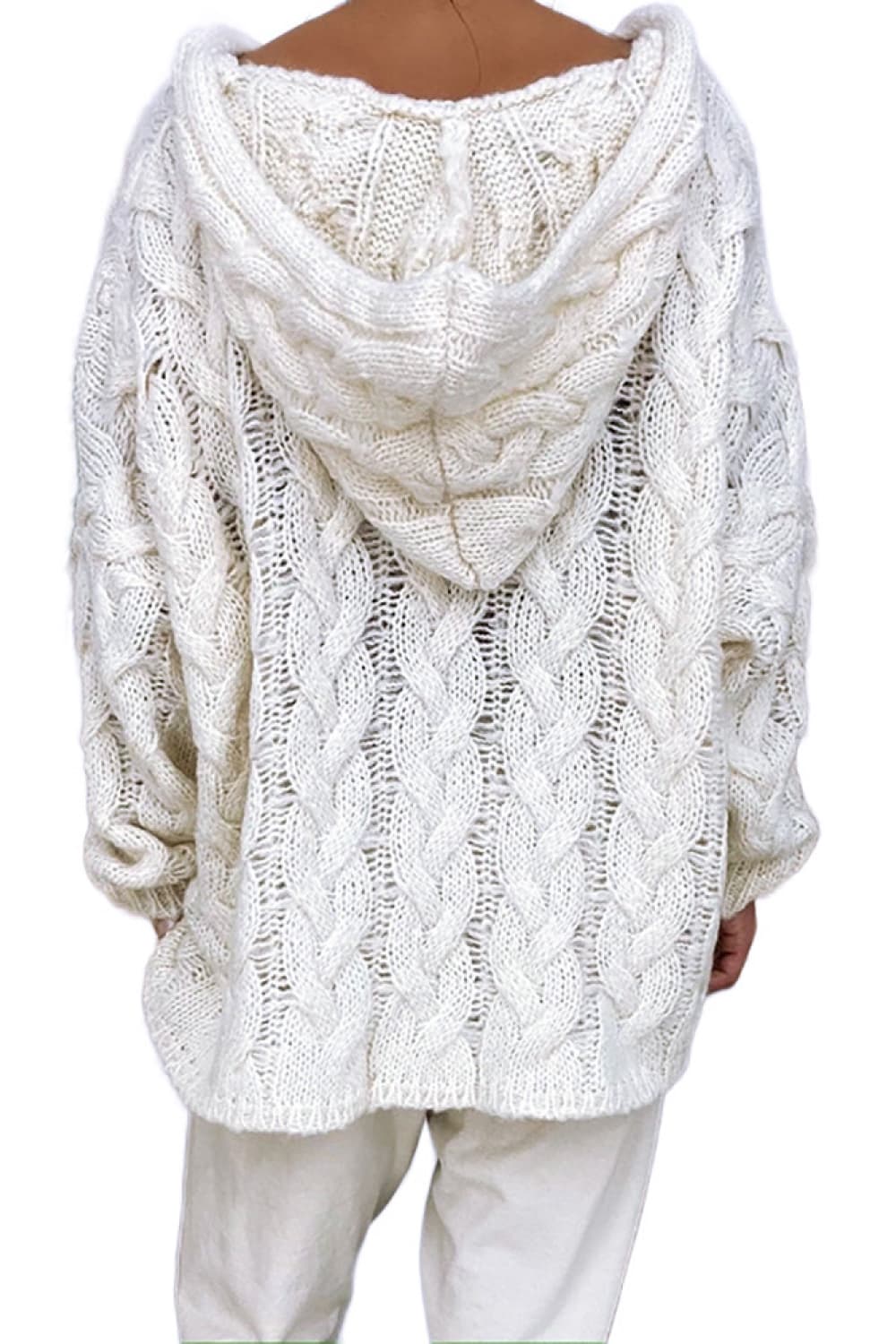 Cable-Knit Hooded Sweater - Lola Cerina Boutique