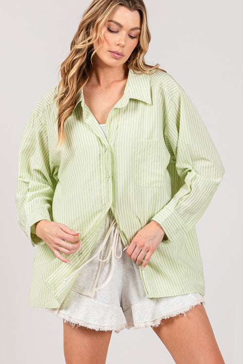 SAGE + FIG Striped Button Up Long Sleeve Shirt - Lola Cerina Boutique