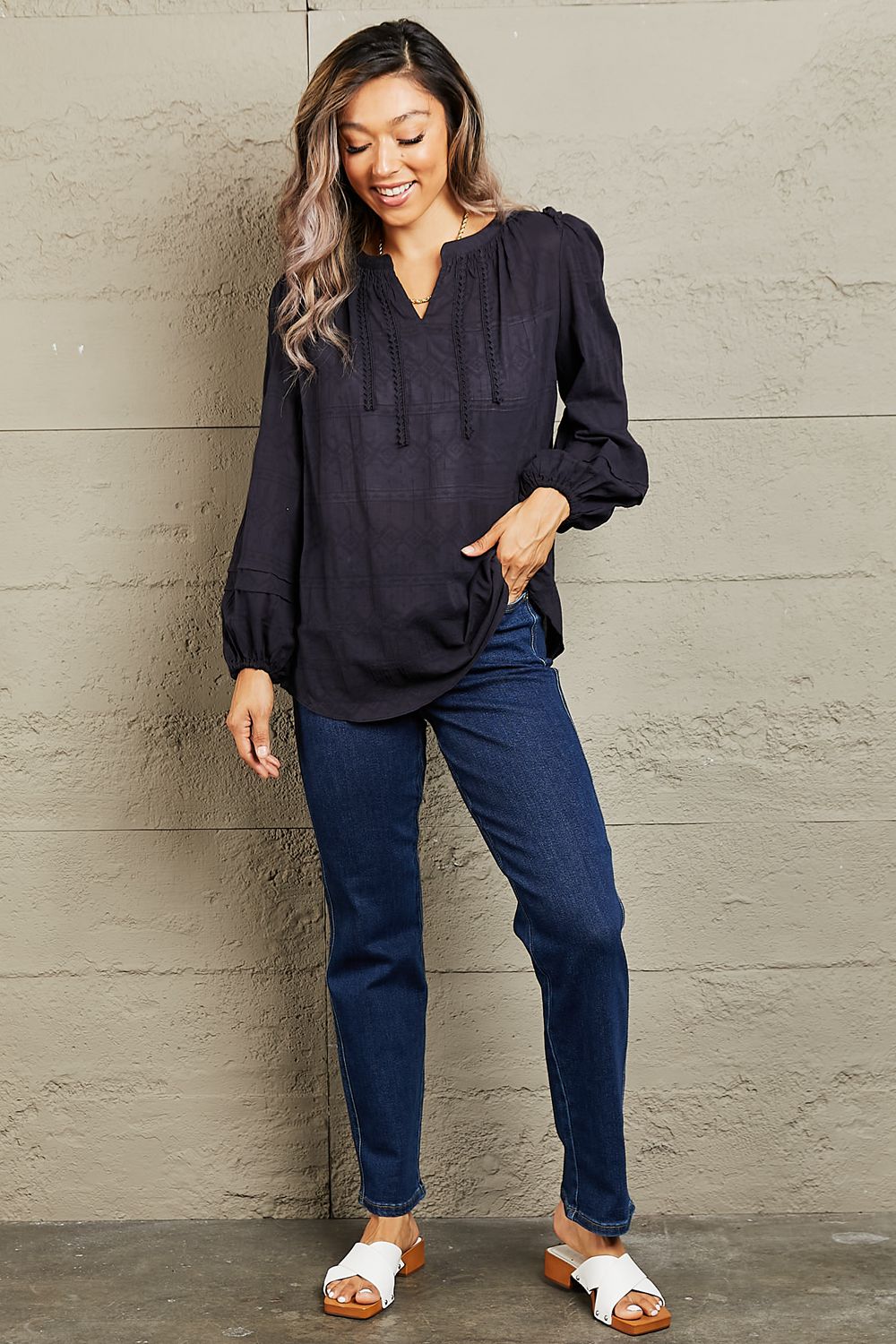 Petal Dew More For You Long Sleeve Stitch Blouse - Lola Cerina Boutique