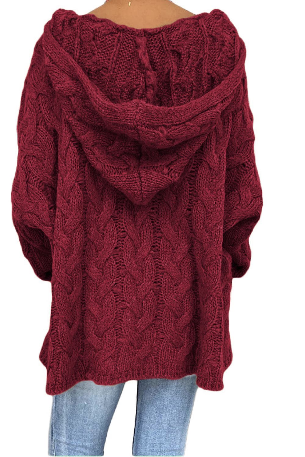 Cable-Knit Hooded Sweater - Lola Cerina Boutique