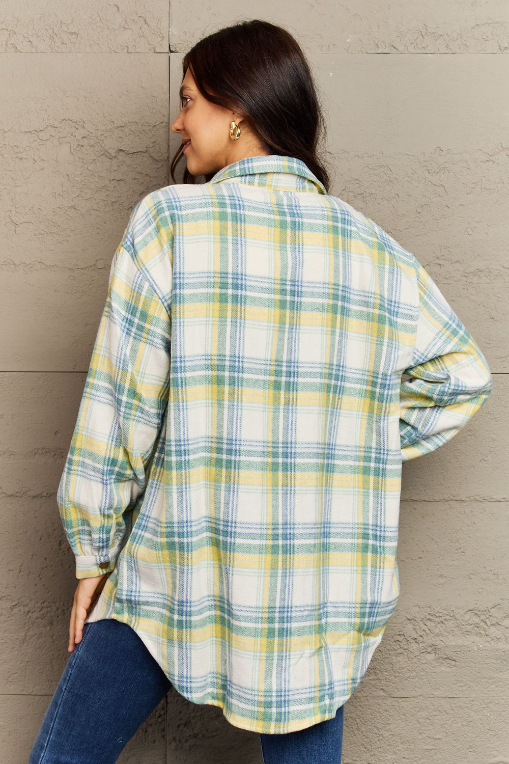 Plaid Button-Down Long Sleeve Jacket | 8 Colors - Lola Cerina Boutique