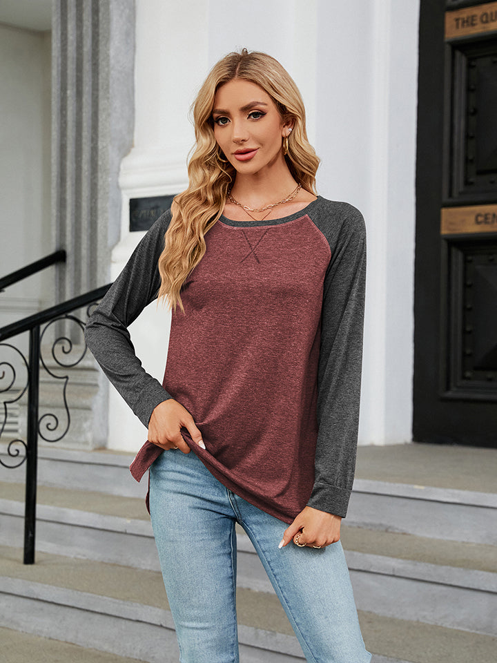 Round Neck Raglan Sleeve T-Shirt - Lola Cerina Boutique