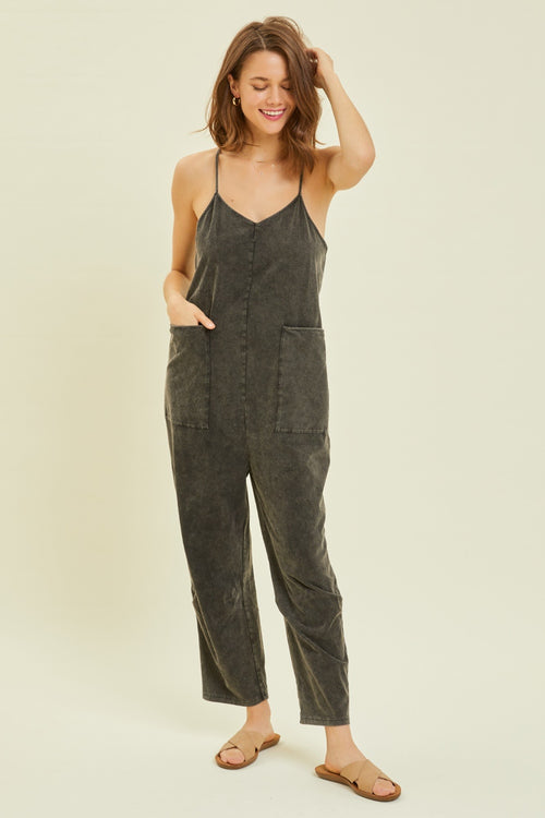 HEYSON Full Size Mineral-Washed Oversized Jumpsuit with Pockets - Lola Cerina Boutique