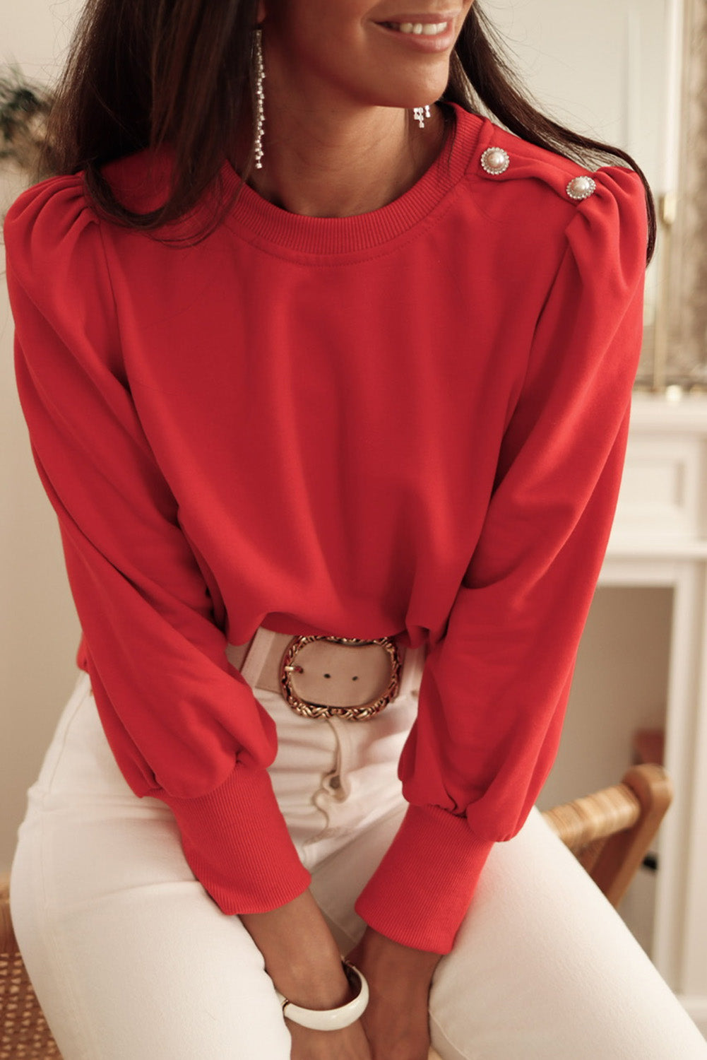 Round Neck Short Sleeve Sweatshirt - Lola Cerina Boutique