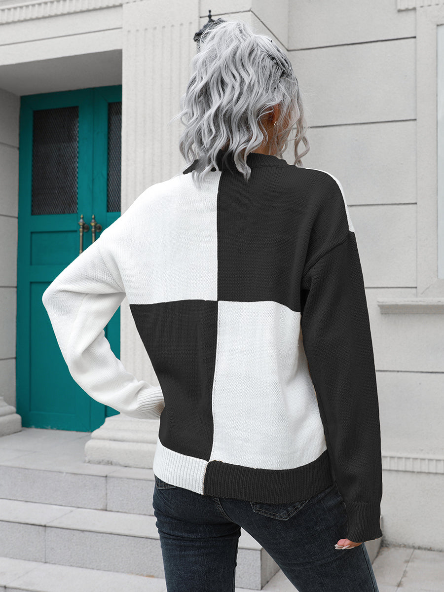Contrast Drop Shoulder Sweater - Lola Cerina Boutique