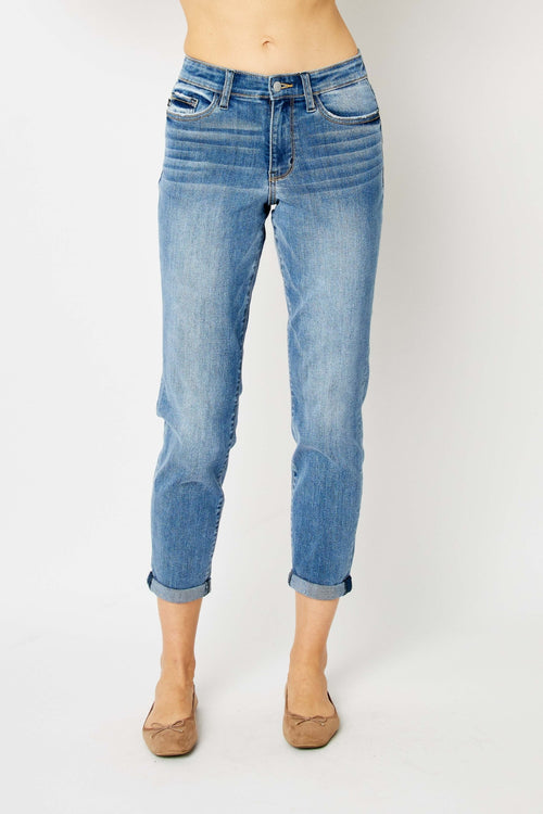 Judy Blue Full Size Cuffed Hem Slim Jeans - Lola Cerina Boutique