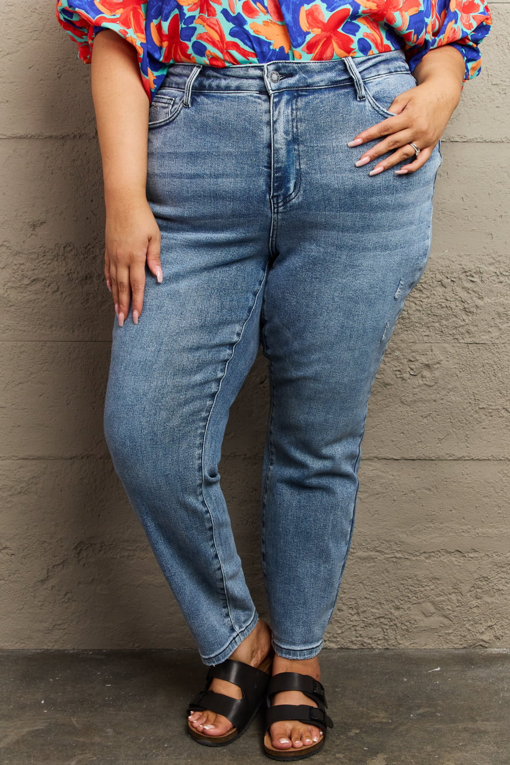 Judy Blue Kayla Full Size High Waist Distressed Slim Jeans - Lola Cerina Boutique