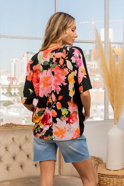 Sew In Love Full Size Floral Round Neck Short Sleeve T-Shirt - Lola Cerina Boutique
