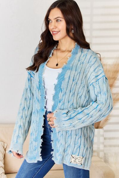 POL Cable-Knit Open Front Sweater Cardigan - Lola Cerina Boutique