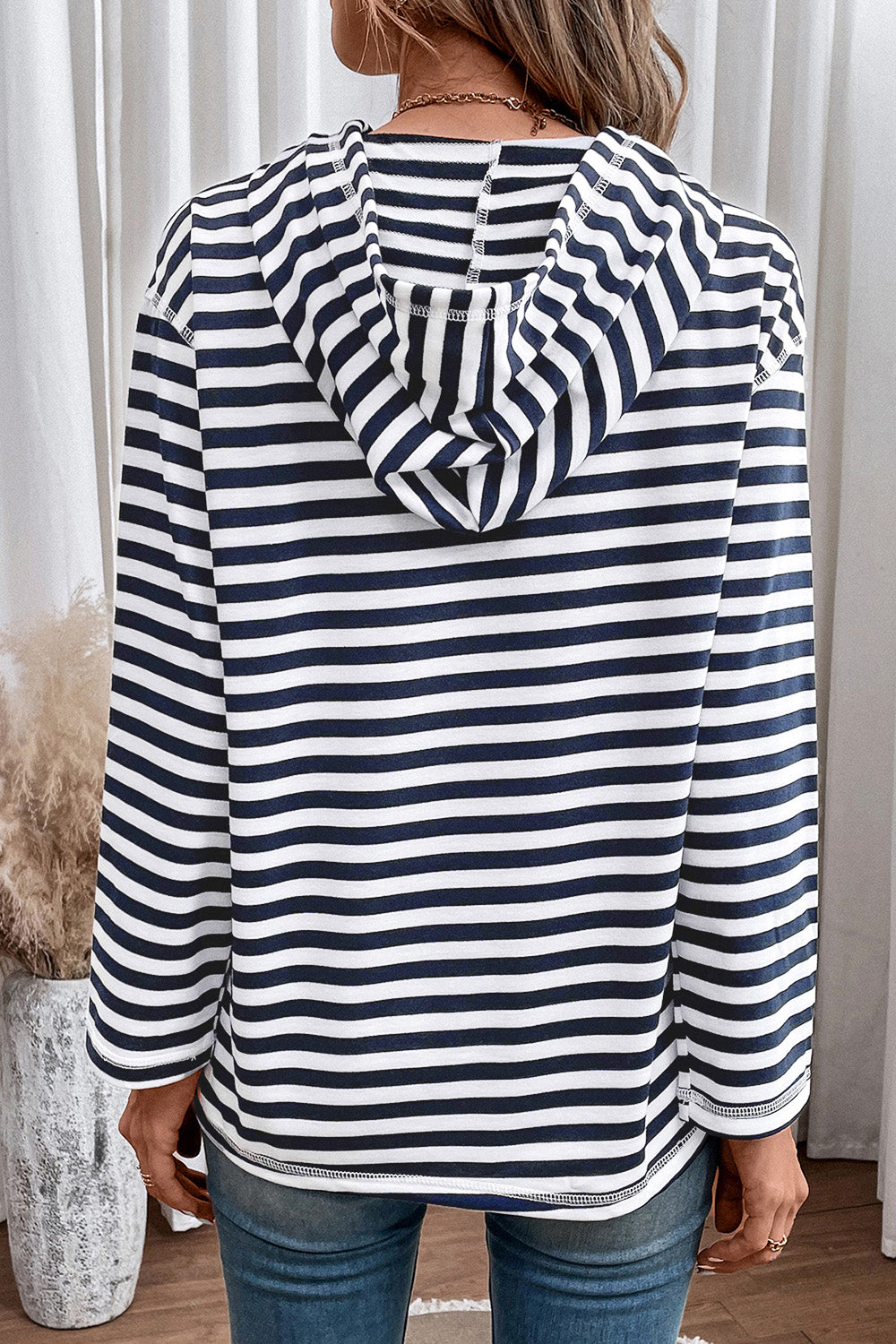 Striped Long Sleeve Hoodie - Lola Cerina Boutique