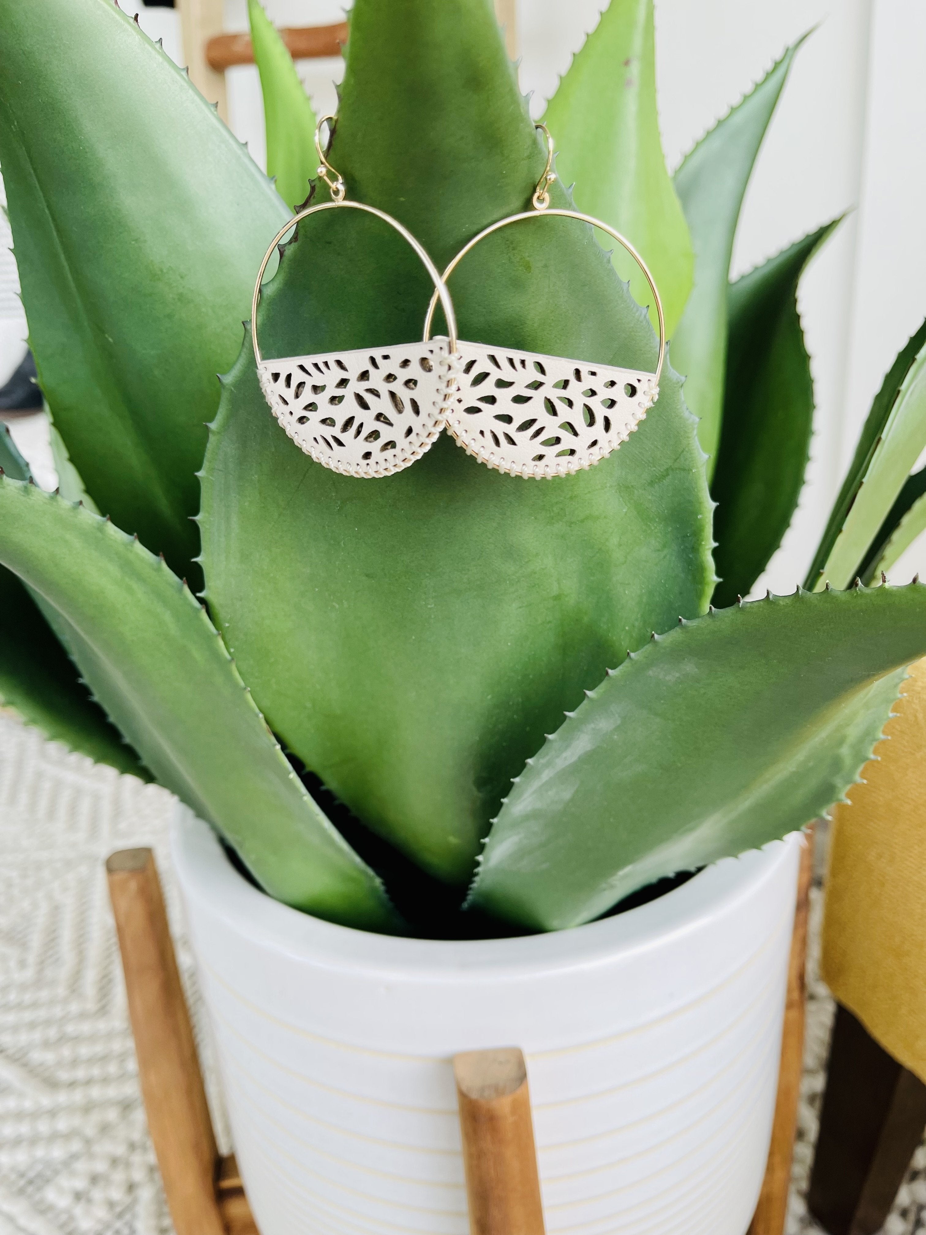 Hang On To Me Semi Circle Leather Earrings - Lola Cerina Boutique