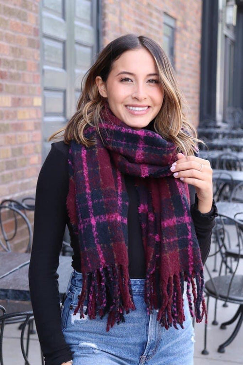 Soft As Can Be Pink Plaid Scarf - Lola Cerina Boutique