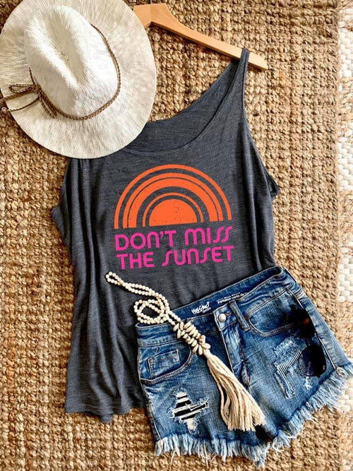 PREORDER | Graphic Tank - Don’t Miss the Sunset - Grey - Lola Cerina Boutique