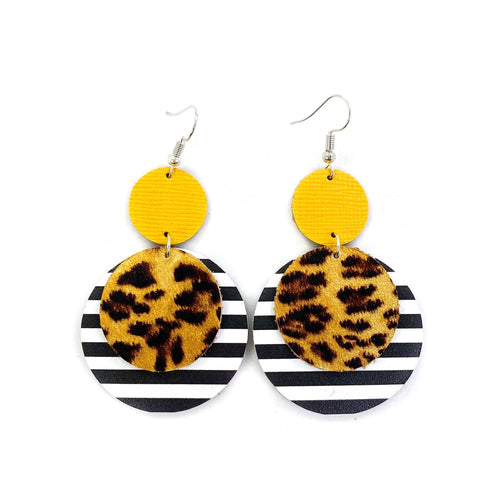 Mustard Leopard Stripe Earrings - Lola Cerina Boutique
