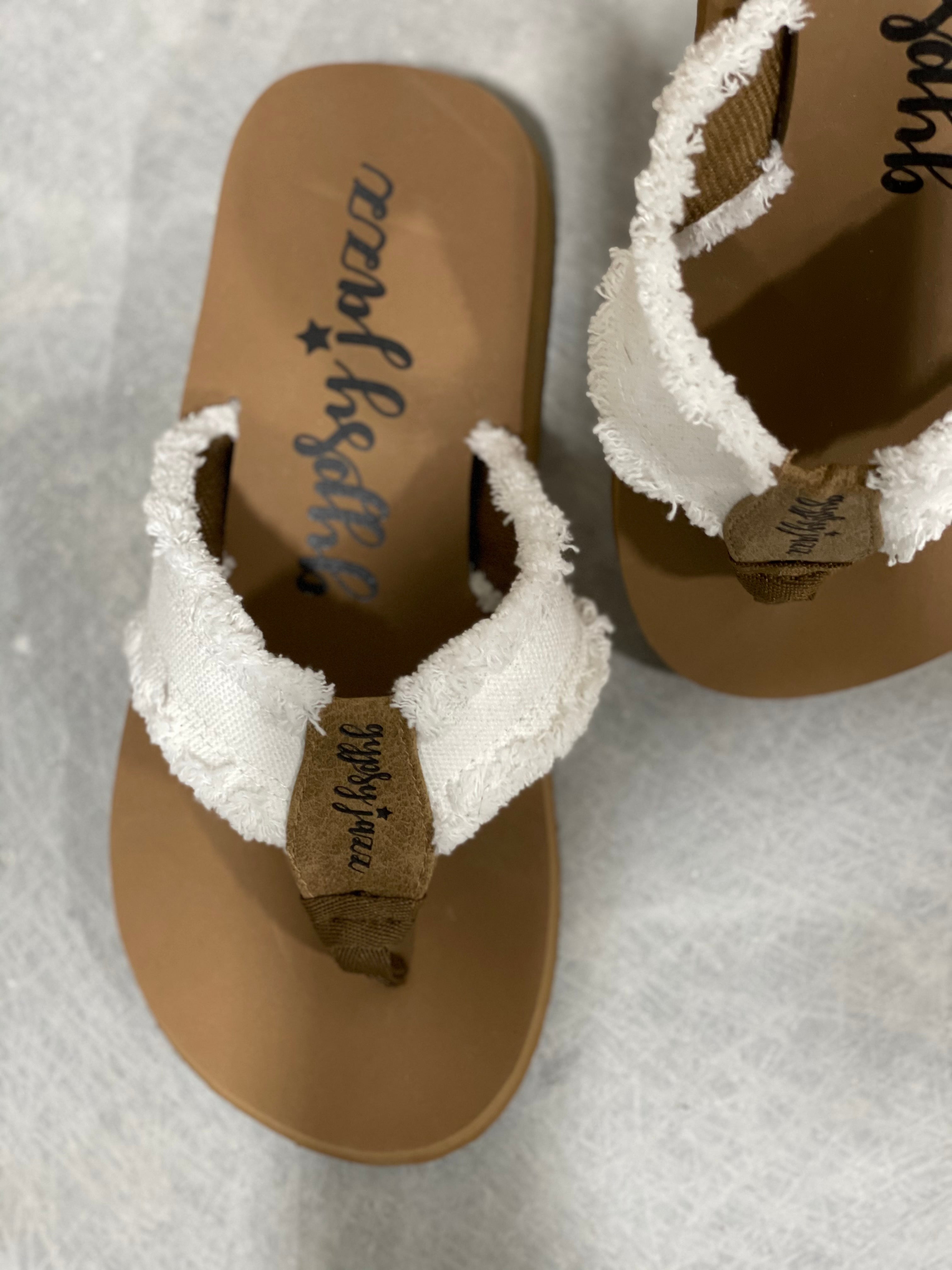 Gypsy Jazz Flip Flop Sandal | White - Lola Cerina Boutique