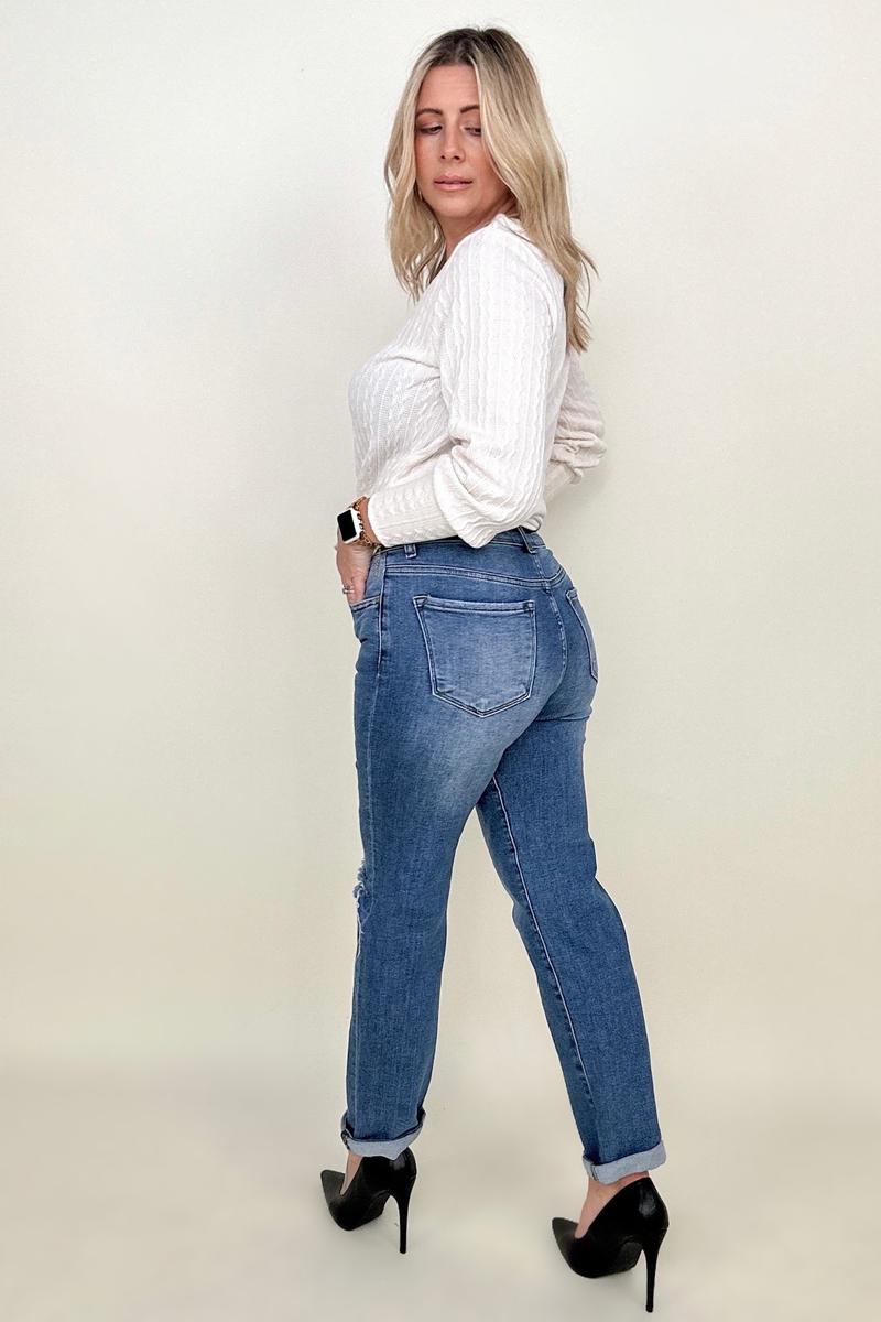 Risen High Rise Destroyed Slim Girlfriend Jeans - Lola Cerina Boutique